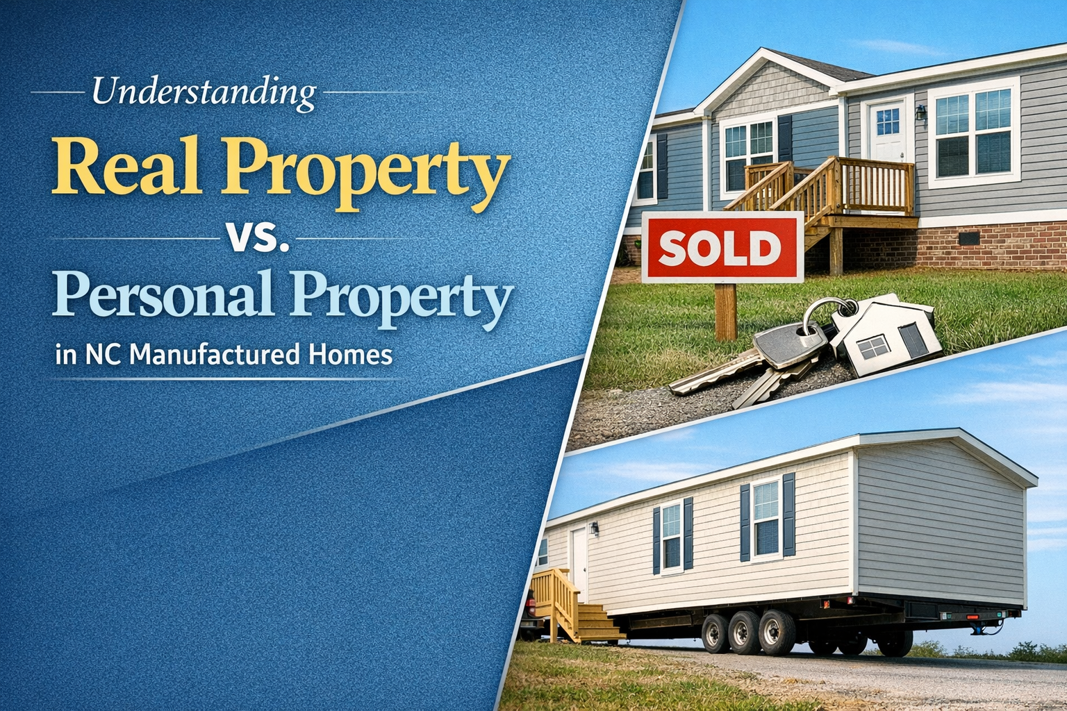 Manufactured home on land in North Carolina illustrating real property vs personal property classification