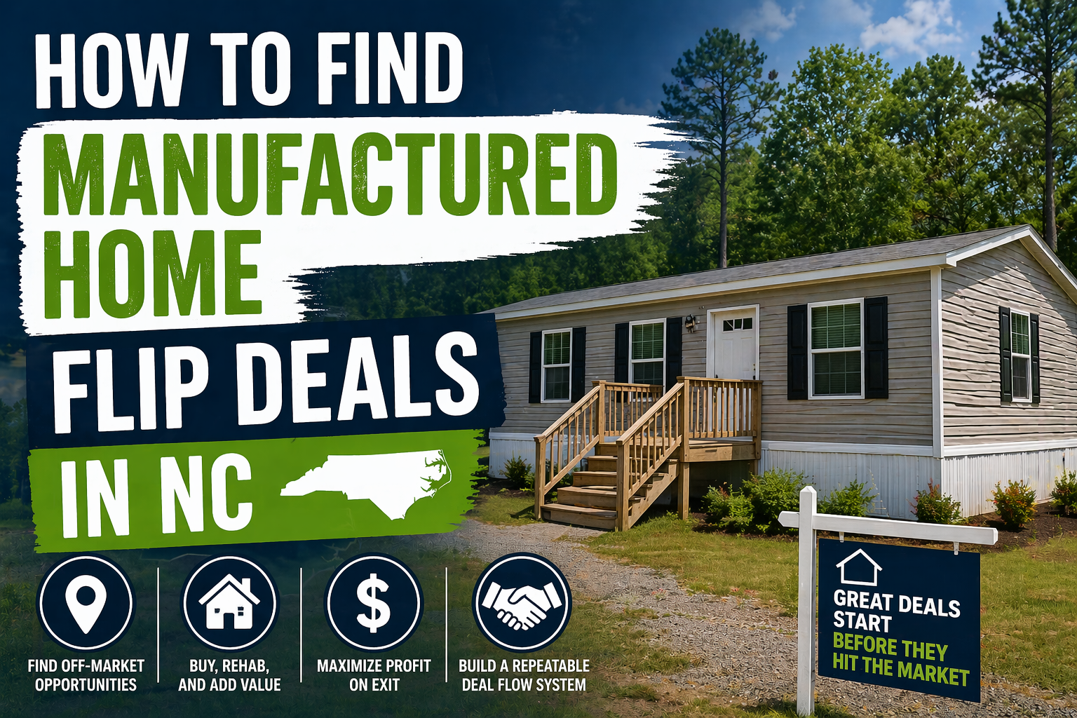 Finding manufactured home flip deals in NC with direct mail, wholesalers, and off-market lead generation